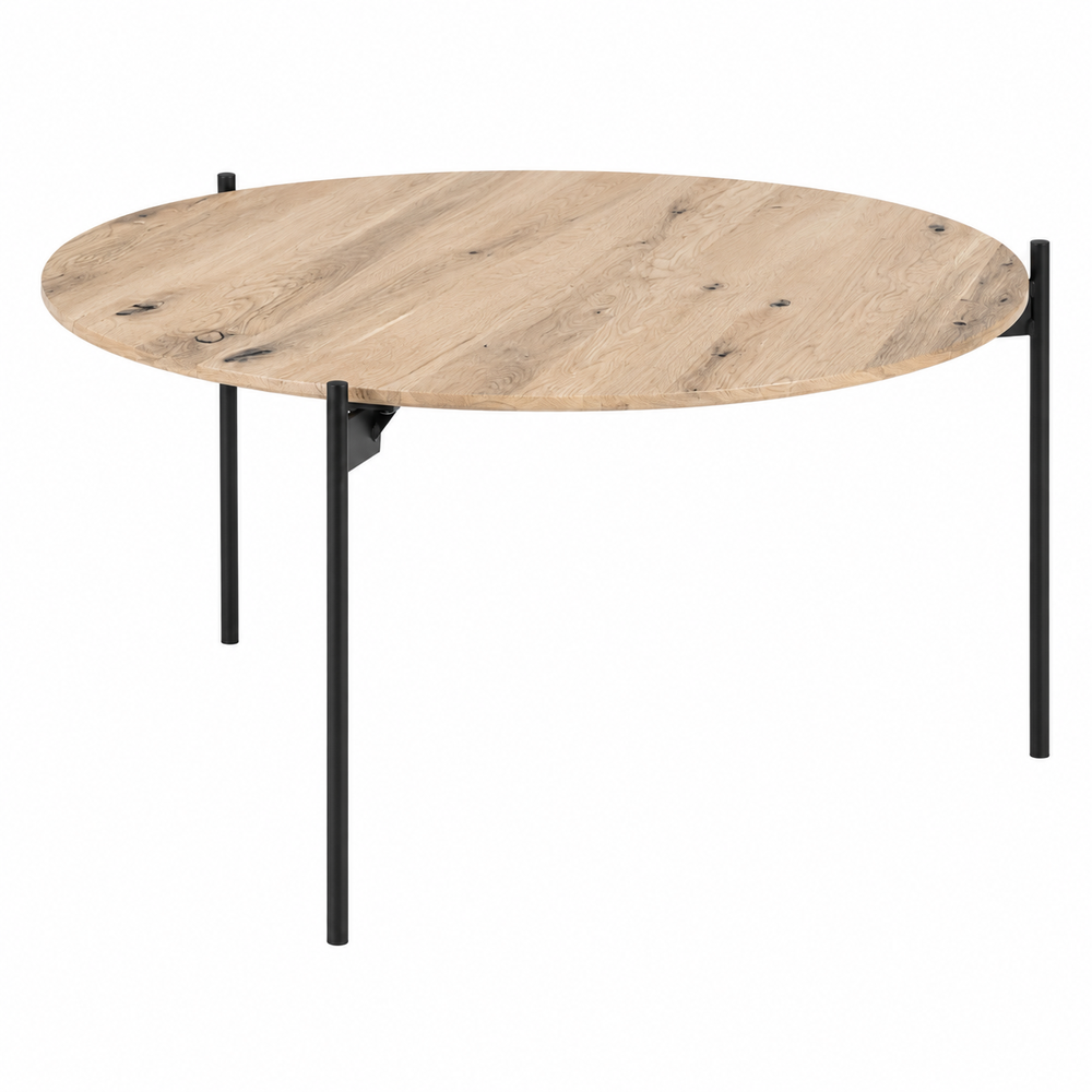 Couchtisch B 55 x H 33 x T 55 cm ASSUAN – Massivholz mit schwarzem Metallgestell