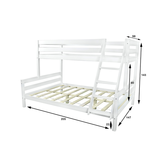 Etagenbett Hochbett Kiefer massiv weiß lackiert Denise 90/140 x 200 inkl. Rollrost