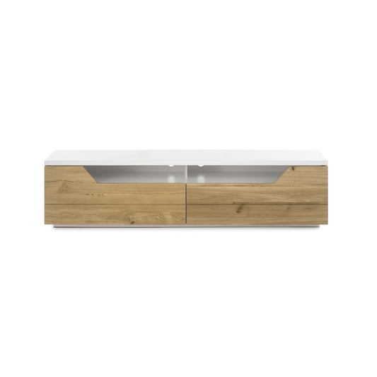 TV-Schrank B 180 x H 44 x T 40 cm Lowboard Asteiche-massiv matt lackiert geölt weiß holz Fadorn