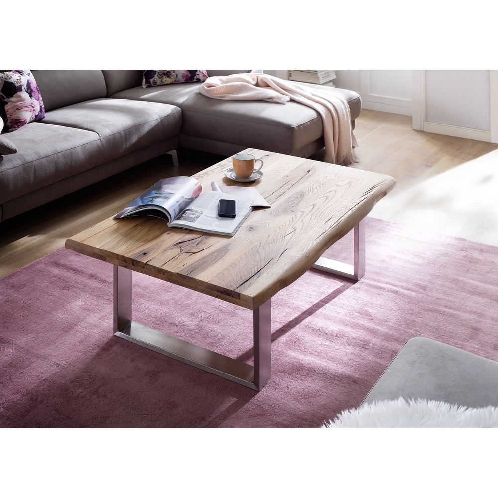 Couchtisch B 120 x H 75 x T 43 cm Baumkantentisch Zerreiche-massiv U-Form rechteckig geölt