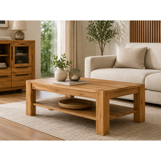 Couchtisch SINA – Eiche massiv & furnierter Korpus