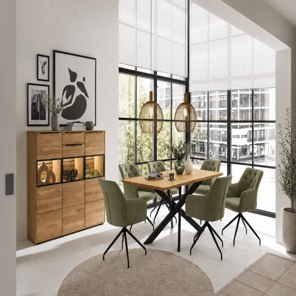 Sideboard JACKSON – Eiche teilmassiv mit LED-Beleuchtung