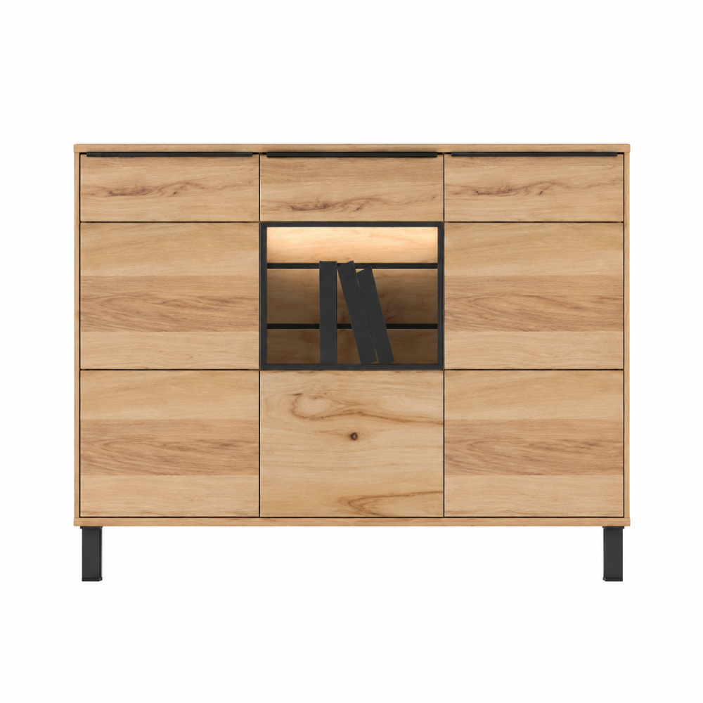 Sideboard JACKSON – Eiche teilmassiv mit LED-Beleuchtung