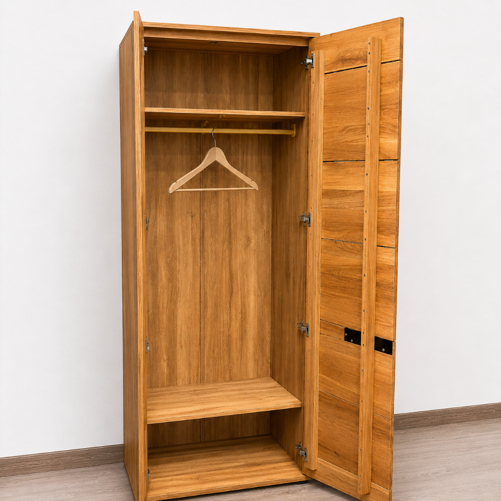 Garderobenschrank LOLA – Eiche massiv / Eiche Dekor Flurschrank mit Spiegel