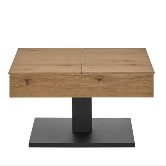 Couchtisch L 70 x B 70 x H 45 cm ASHTON – Eiche furniert mit schwarzem Säulengestell