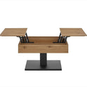 Couchtisch L 70 x B 70 x H 45 cm ASHTON – Eiche furniert mit schwarzem Säulengestell