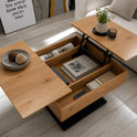 Couchtisch L 70 x B 70 x H 45 cm ASHTON – Eiche furniert mit schwarzem Säulengestell