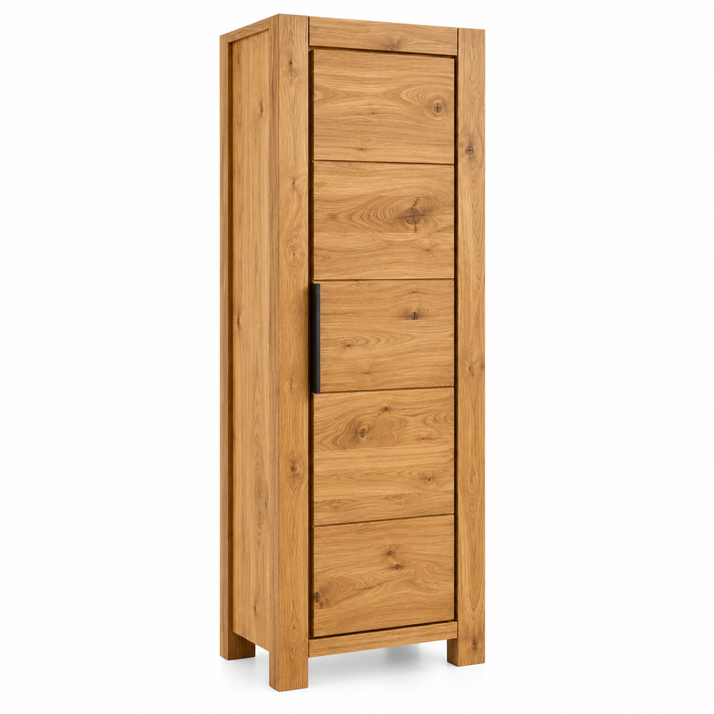 Garderobenschrank B 67 x H 198,8 x T 40 cm JURIA – Eiche massiv/Eiche furniert