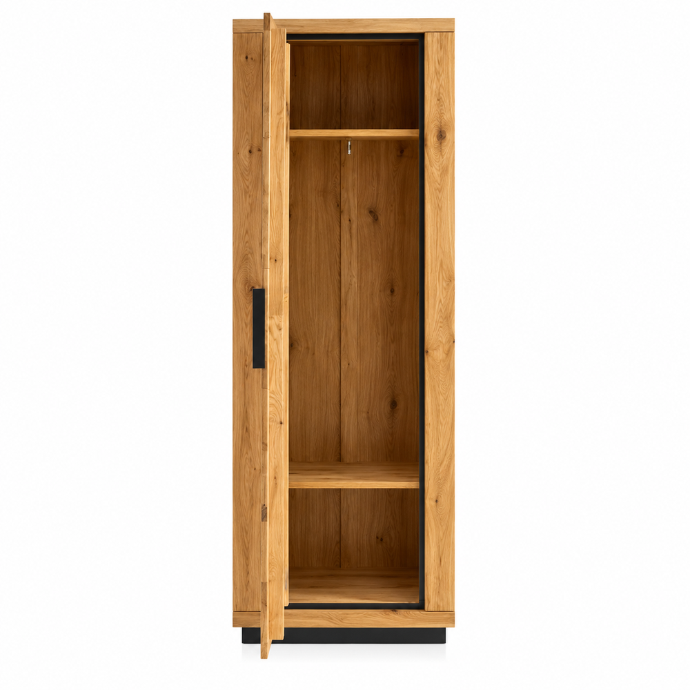 Garderobenschrank B 67 x H 198,8 x T 40 cm JURIA – Eiche massiv/Eiche furniert