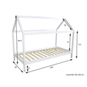 Hausbett Kinderbett Kiefer massiv weiß lackiert 90 x 200 Hytte 1 ohne Rollrost