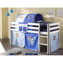 Hochbett Kinderbett Marco 90 x 200cm Kiefer massiv weiß lackiert inkl. Vorhang