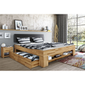 Bett Futonbett Wildeiche massiv Holz geölt 140 x 200 Kopfteil gepolstert Sabina