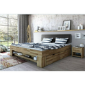 Bett Futonbett Wildeiche massiv Holz geölt 140 x 200 Kopfteil gepolstert Sabina