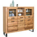 Highboard TINA – Eiche teilmassiv mit Glas- und Holztüren