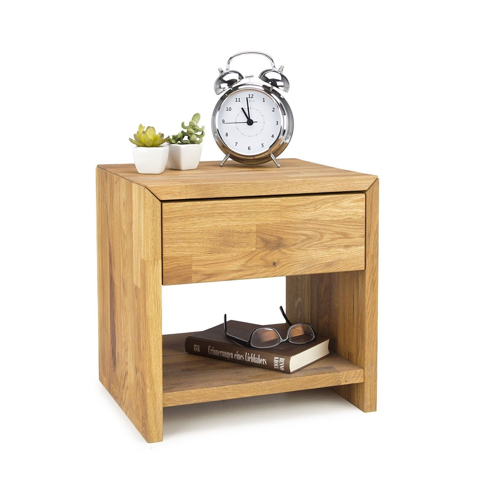Nachkommode B 40 x H 40 x T 33 cm Nachtschrank Wildeiche-massiv Nako Jenny/ Sara
