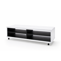 TV-Schrank B 120 x H 35 x T 39 cm Lowboard XL foliert weiß schwarz modern retro stil future Jeffe 7