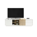 TV-Schrank B 180 x H 45 x T 40 cm Lowboard matt lackiert Eiche Optik weiß holz modern Montere