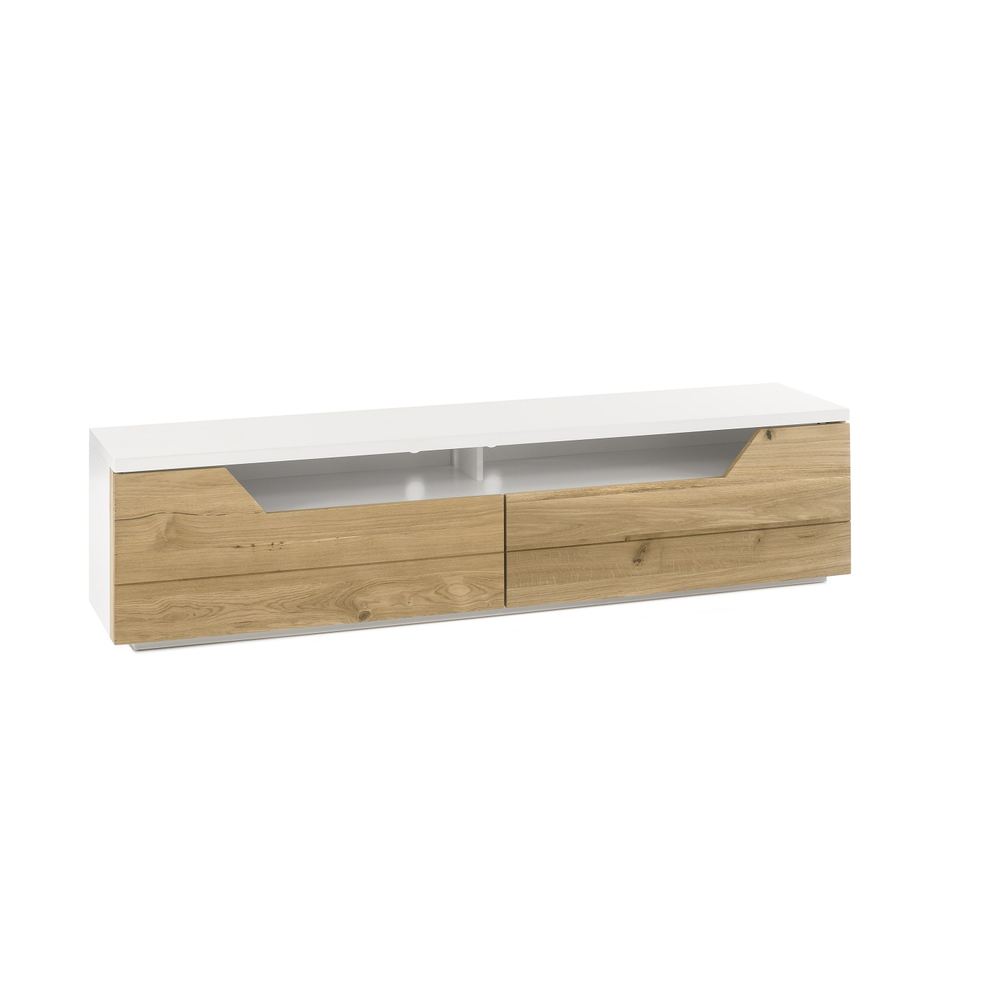 TV-Schrank B 180 x H 44 x T 40 cm Lowboard Asteiche-massiv matt lackiert geölt weiß holz Fadorn