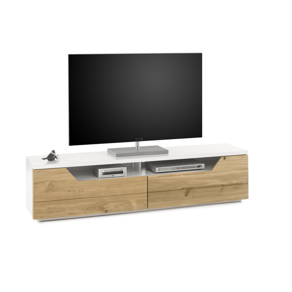 TV-Schrank B 180 x H 44 x T 40 cm Lowboard Asteiche-massiv matt lackiert geölt weiß holz Fadorn