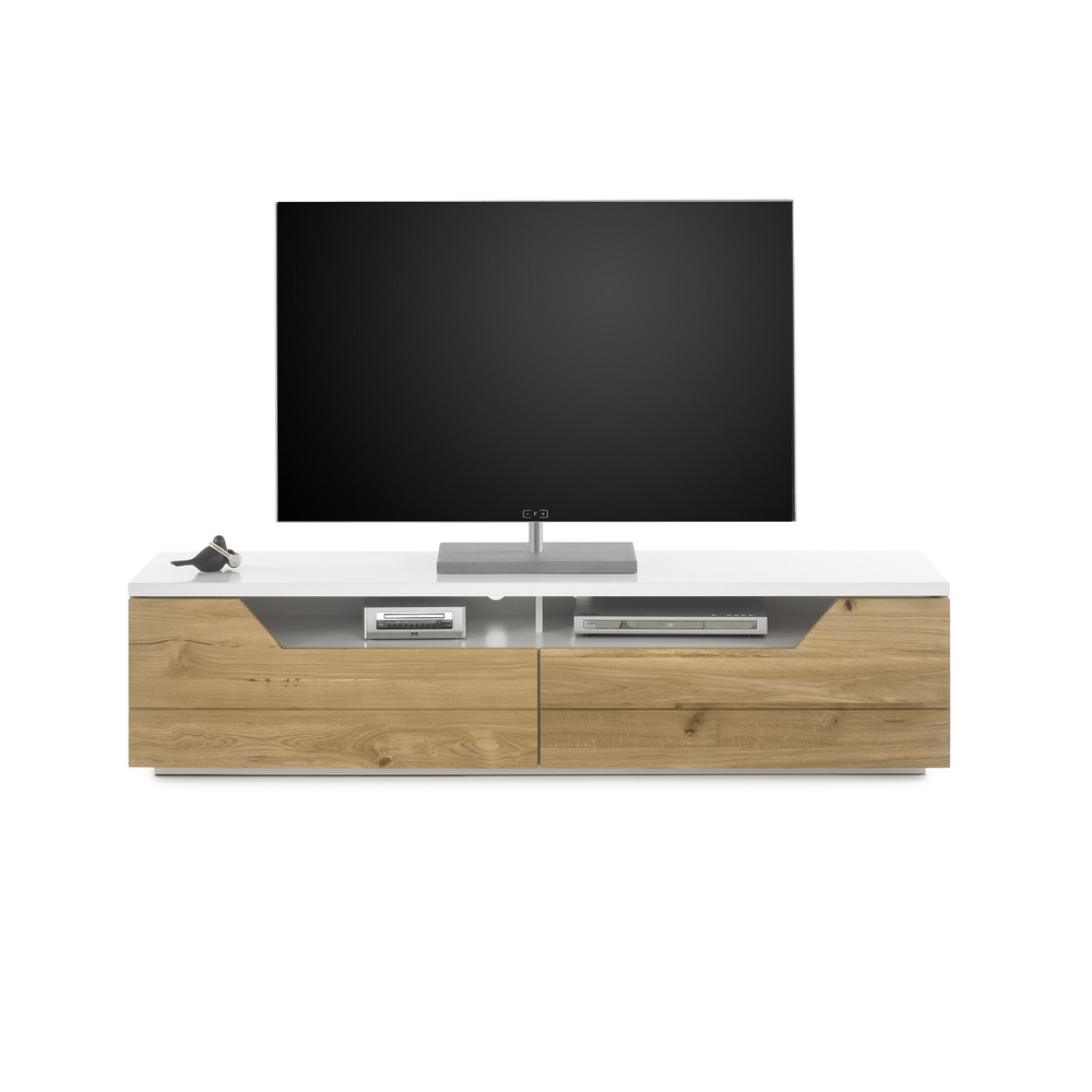 TV-Schrank B 180 x H 44 x T 40 cm Lowboard Asteiche-massiv matt lackiert geölt weiß holz Fadorn