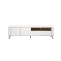 TV-Schrank B 180 x H 51 x T 40 cm Lowboard Asteiche-massiv holz matt lackiert weiß modern Belava