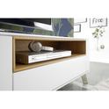 TV-Schrank B 180 x H 51 x T 40 cm Lowboard Asteiche-massiv holz matt lackiert weiß modern Belava