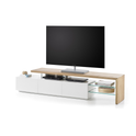 TV-Schrank B 204 x H 44 x T 40 cm Lowboard I Asteiche-massiv holz matt lackiert weiß stil 204 cm Alimo