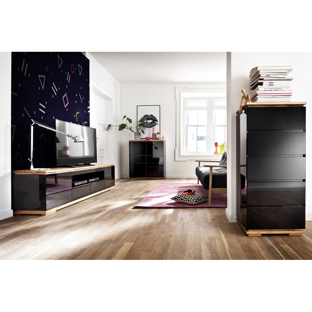 Highboard B 102 x H 115 x T 40 cm Schrank Asteiche-massiv matt lackiert geölt weiß holz 102 cm Chiara
