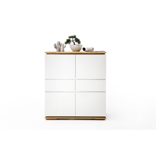 Highboard B 102 x H 115 x T 40 cm Schrank Asteiche-massiv matt lackiert geölt weiß holz 102 cm Chiara