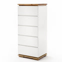 Hochkommode B 51 x H 115 x T 40 cm Schrank Asteiche-massiv matt lackiert geölt weiß holz 51 cm Chiara