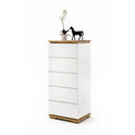 Hochkommode B 51 x H 115 x T 40 cm Schrank Asteiche-massiv matt lackiert geölt weiß holz 51 cm Chiara