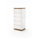 Hochkommode B 51 x H 115 x T 40 cm Schrank Asteiche-massiv matt lackiert geölt weiß holz 51 cm Chiara