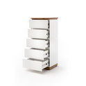 Hochkommode B 51 x H 115 x T 40 cm Schrank Asteiche-massiv matt lackiert geölt weiß holz 51 cm Chiara