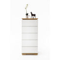 Hochkommode B 51 x H 115 x T 40 cm Schrank Asteiche-massiv matt lackiert geölt weiß holz 51 cm Chiara