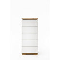 Hochkommode B 51 x H 115 x T 40 cm Schrank Asteiche-massiv matt lackiert geölt weiß holz 51 cm Chiara