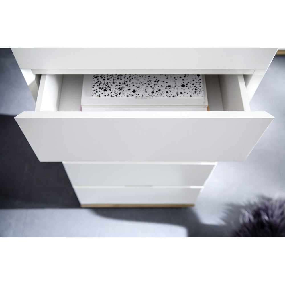 Hochkommode B 51 x H 115 x T 40 cm Schrank Asteiche-massiv matt lackiert geölt weiß holz 51 cm Chiara