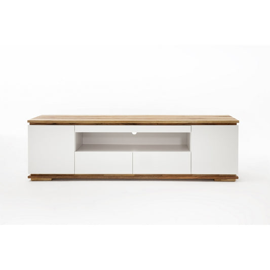 TV-Schrank B 202 x H 54 x T 40 cm Lowboard Asteiche-massiv matt lackiert geölt weiß holz 202 cm Chiara