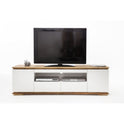 TV-Schrank B 202 x H 54 x T 40 cm Lowboard Asteiche-massiv matt lackiert geölt weiß holz 202 cm Chiara