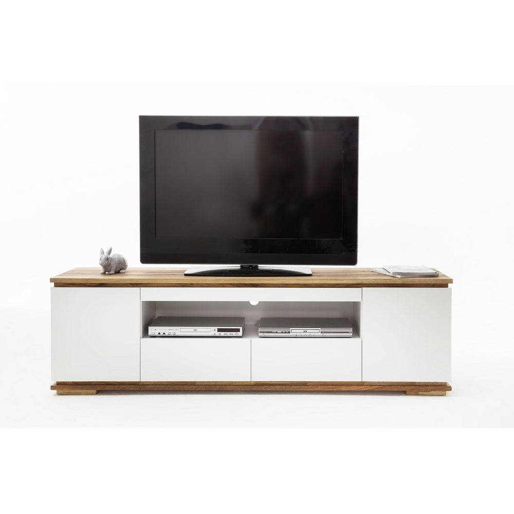 TV-Schrank B 202 x H 54 x T 40 cm Lowboard Asteiche-massiv matt lackiert geölt weiß holz 202 cm Chiara