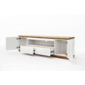 TV-Schrank B 202 x H 54 x T 40 cm Lowboard Asteiche-massiv matt lackiert geölt weiß holz 202 cm Chiara