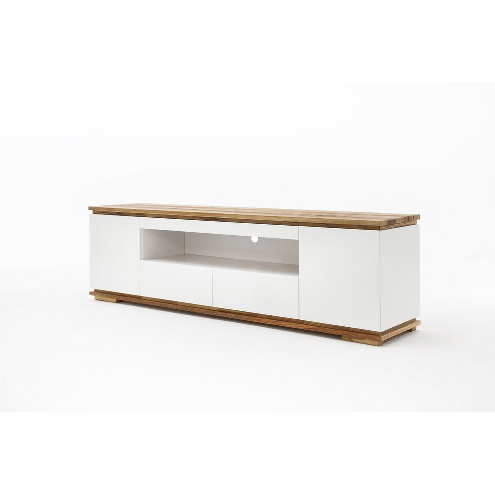 TV-Schrank B 202 x H 54 x T 40 cm Lowboard Asteiche-massiv matt lackiert geölt weiß holz 202 cm Chiara