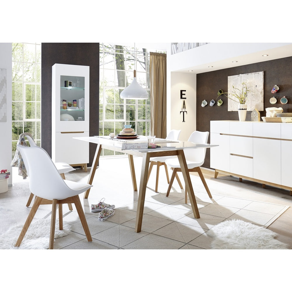 Garderobe B 97 x H 35 x T 32 cm Kleiderstange Flur weiß matt MDF Asteiche furniert Massiv Cervin