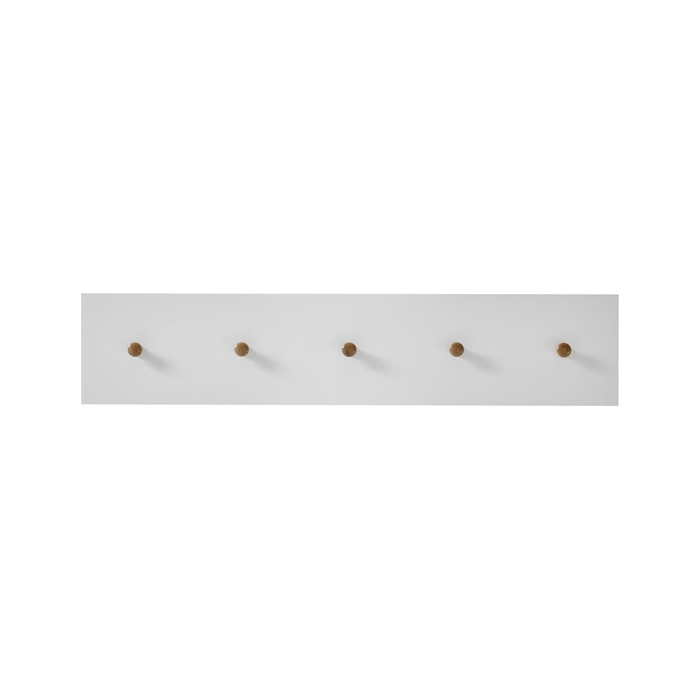 Garderobe B 97 x H 15 x T 2 cm Kleiderhaken Flur weiß matt MDF Asteiche furniert Massiv Cervin