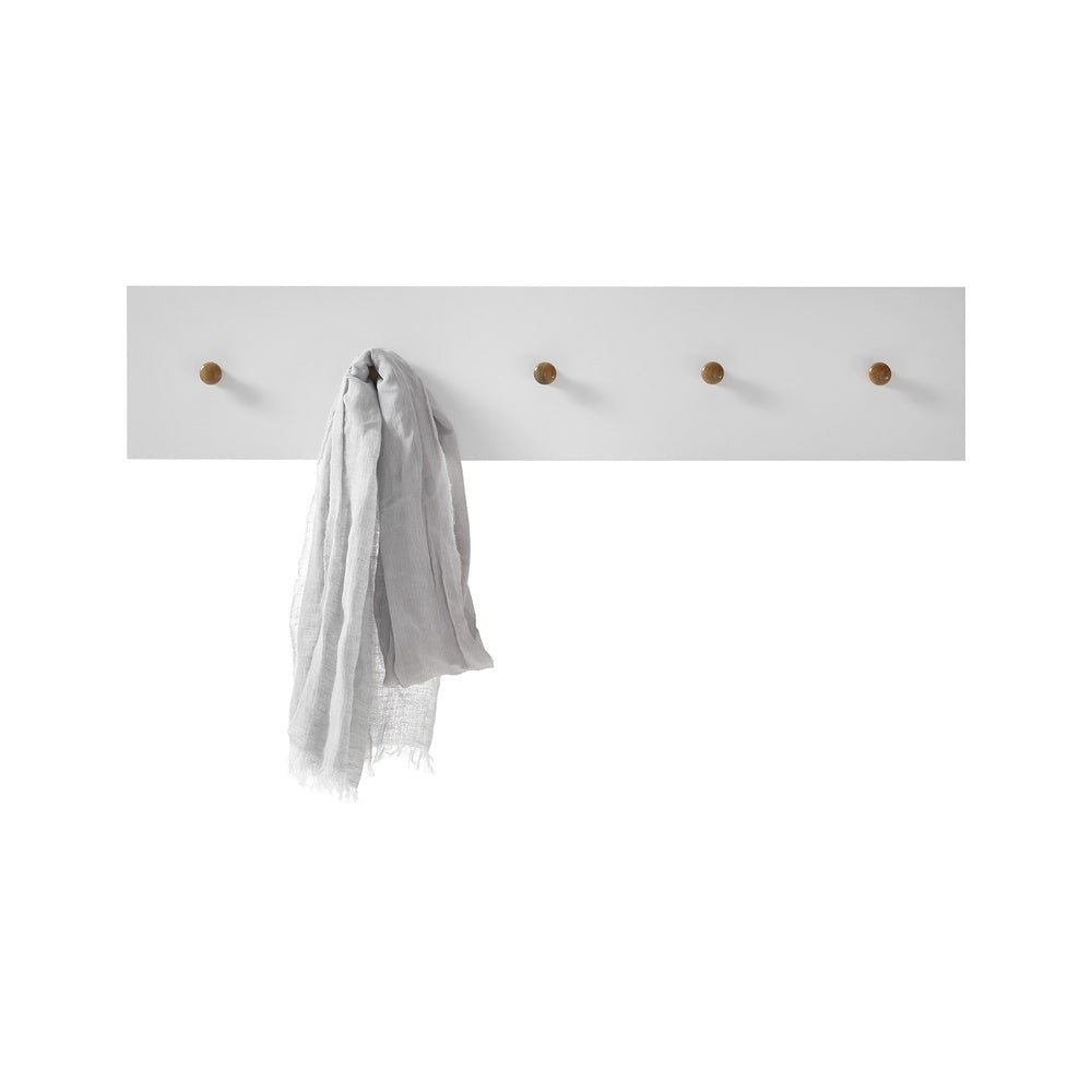 Garderobe B 97 x H 15 x T 2 cm Kleiderhaken Flur weiß matt MDF Asteiche furniert Massiv Cervin