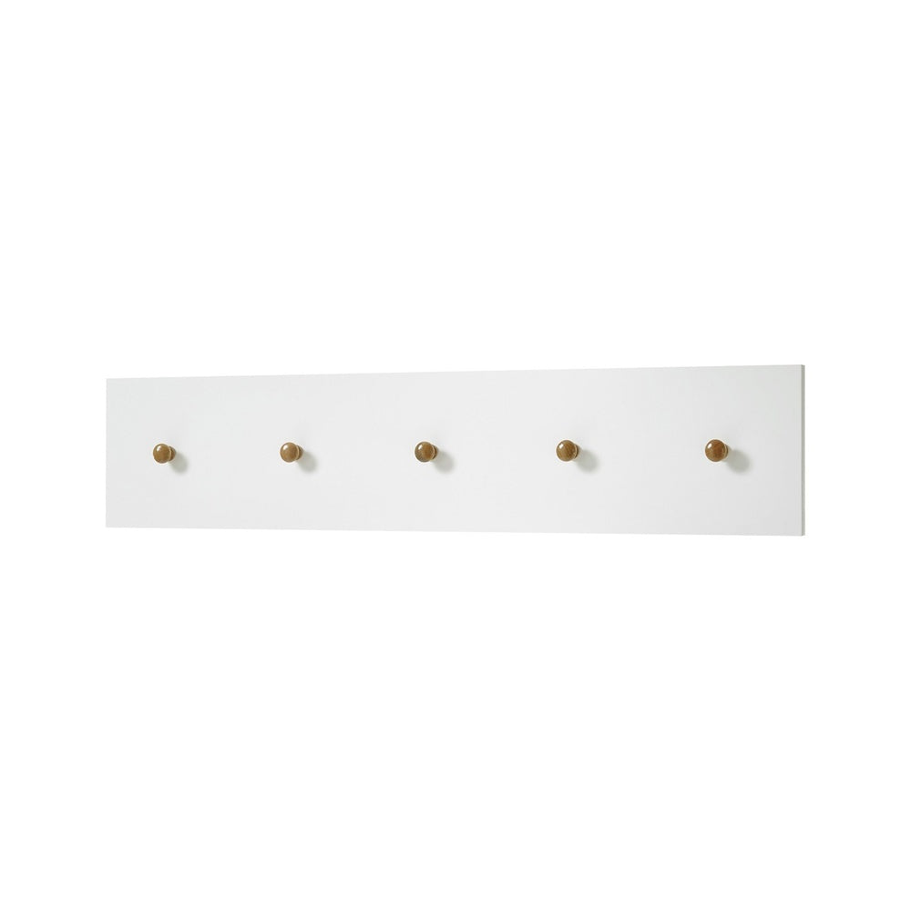 Garderobe B 97 x H 15 x T 2 cm Kleiderhaken Flur weiß matt MDF Asteiche furniert Massiv Cervin