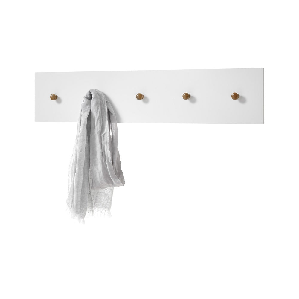 Garderobe B 97 x H 15 x T 2 cm Kleiderhaken Flur weiß matt MDF Asteiche furniert Massiv Cervin
