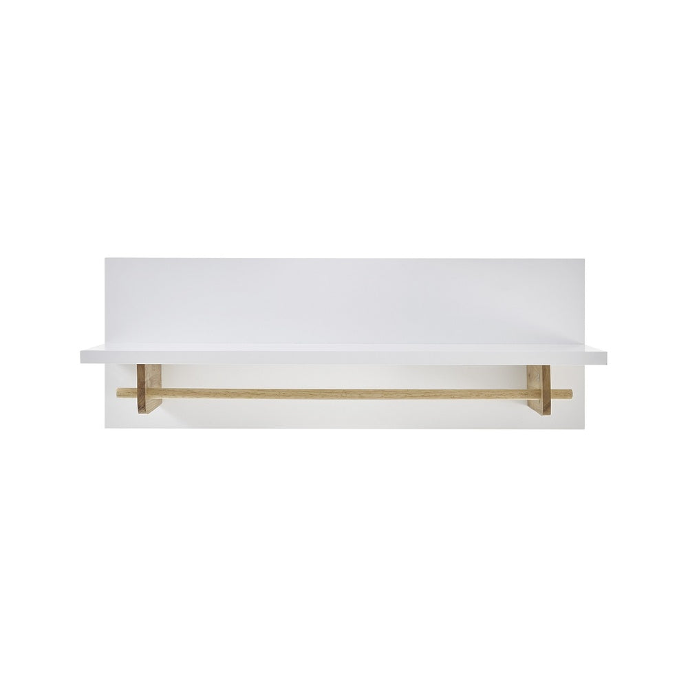 Garderobe B 97 x H 35 x T 32 cm Kleiderstange Flur weiß matt MDF Asteiche furniert Massiv Cervin