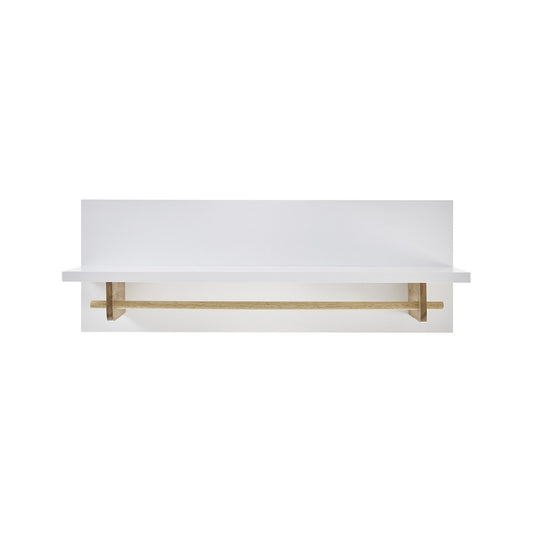 Garderobe B 97 x H 35 x T 32 cm Kleiderstange Flur weiß matt MDF Asteiche furniert Massiv Cervin