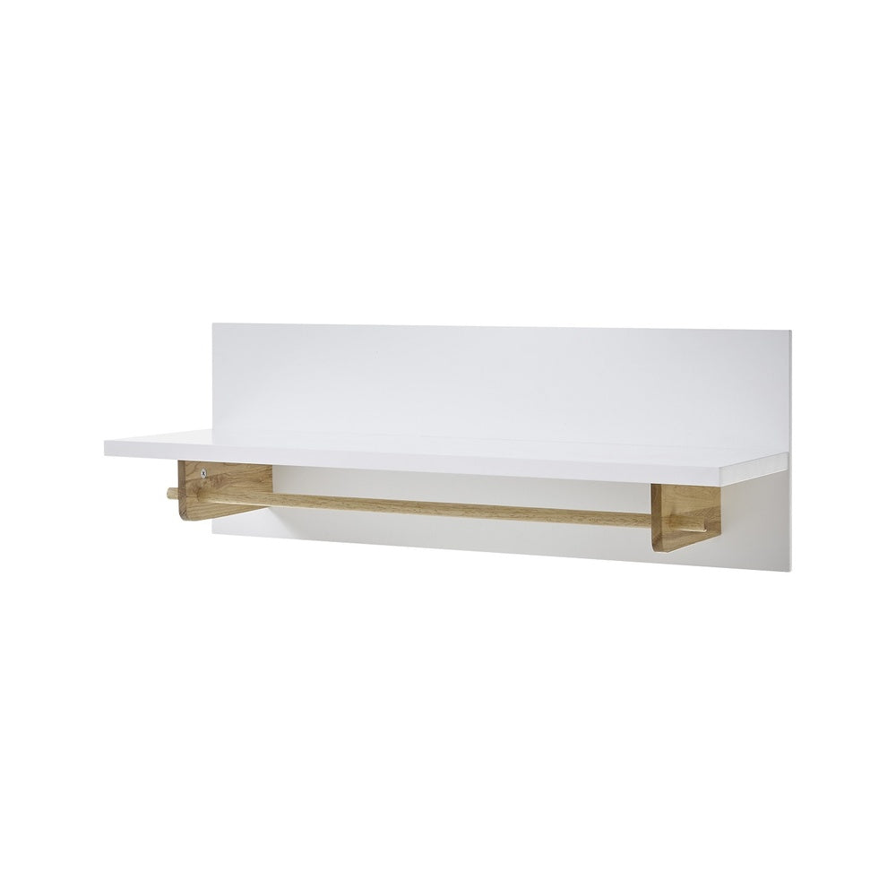 Garderobe B 97 x H 35 x T 32 cm Kleiderstange Flur weiß matt MDF Asteiche furniert Massiv Cervin