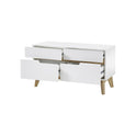 Garderobe B 97 x H 53 x T 40 cm Sitzbank Schrank Flur weiß matt MDF Asteiche furniert Massiv